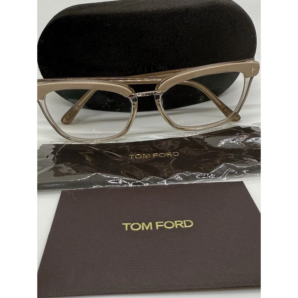 Tom Ford TF 5550-B 072 Brushed Pink Plastic Cat Eye Optical Frames 54-17-140 COA